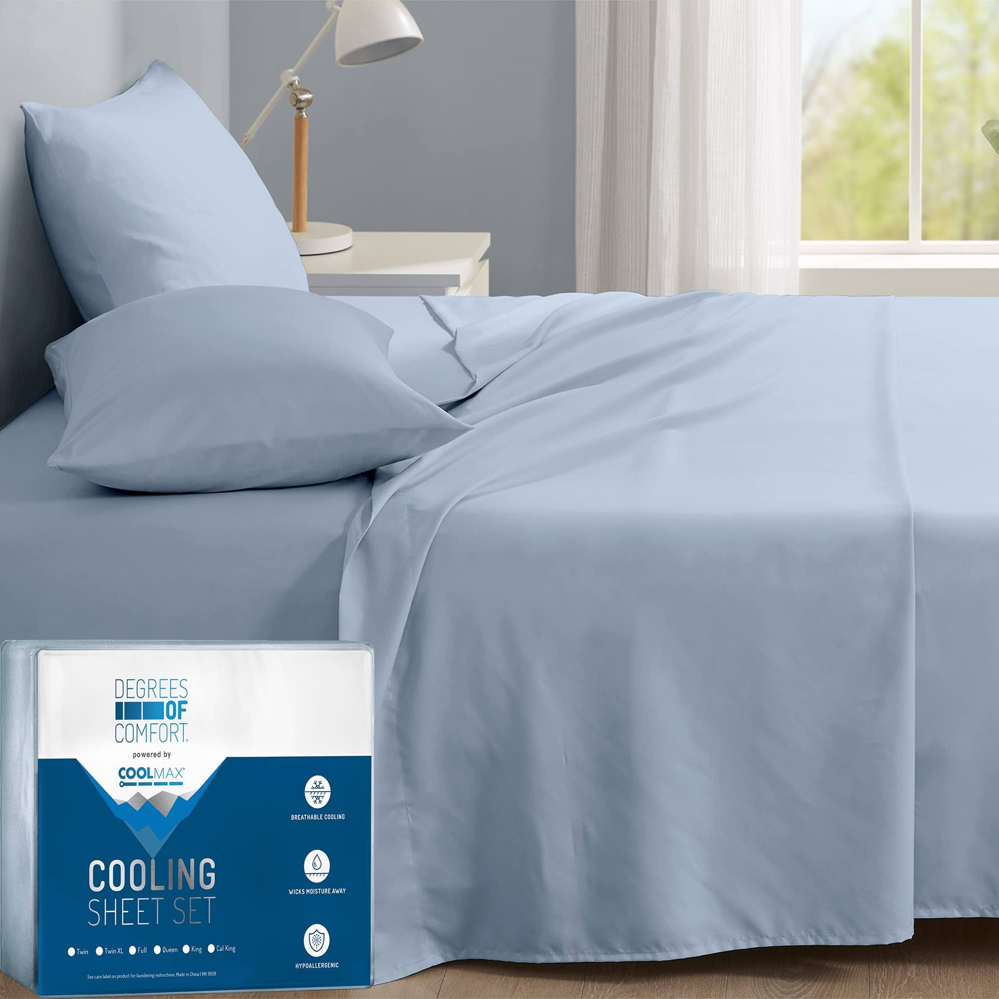 afd7eb6374b027fd5746bc0cdc2b9d8b3c494c834adecaa7f4ad01761d0af5dd.jpg Degrees of Comfort Coolmax Cooling Sheets Set for Twin Size Bed, Moisture Wicking for Night Sweats Best Comfort, Cool Sheets for Hot Sleepers - Image 1