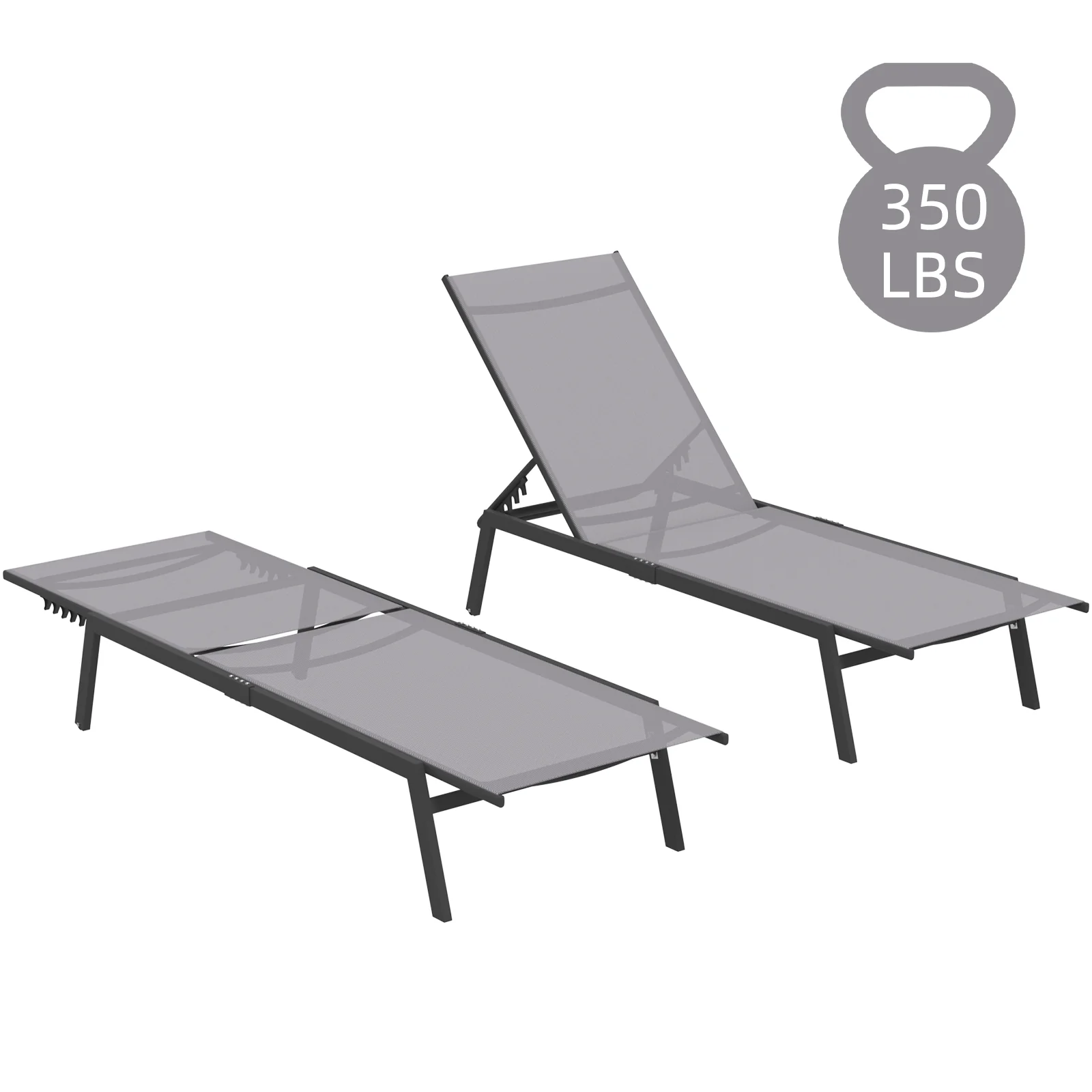 afdca0a937a2009c8d9cac1815f8c18fdcf074dcd6dede1cba253a8dcab0e5a2.webp AECOJOY Patio Lounge Chairs, Outdoor Chaise Lounge with Wheels, Dark Grey, 2PCS - Image 1