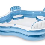 Doukedge Family Swimming Pool, Inflatable Large Swim Center with 4 Built-In SEATS for Children Adults, Thick Kiddie Paddling Pool for Summer Party