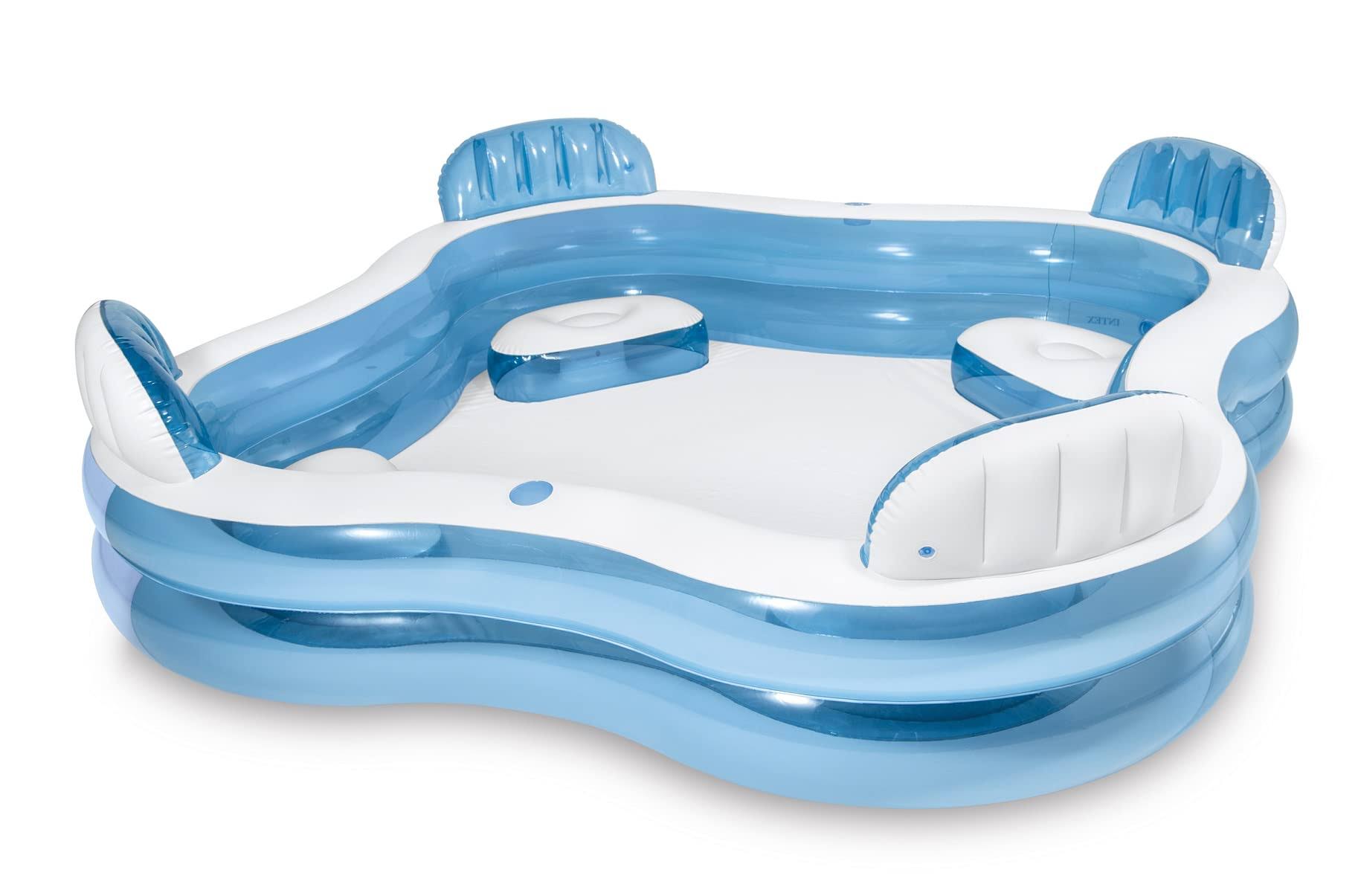 b0390797b155a09d172b9d5dce853a0eb95a83b67d1edcfac1368c0f7a72240f.jpg Doukedge Family Swimming Pool, Inflatable Large Swim Center with 4 Built-In SEATS for Children Adults, Thick Kiddie Paddling Pool for Summer Party - Image 1