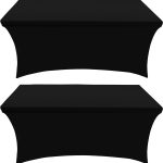 Utopia Kitchen Spandex Tablecloth 2 Pack 6ft Black Tight Fitted Washable and Wrinkle Resistant Stretch Rectangular Patio Table Cover for Event Wedding