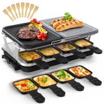 Voohek Korean BBQ Grill Raclette Table Grill Hibachi Electric Indoor Grill 2 in 1 Non-Stick Grilling Plate and Natural Cooking S