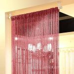 Topixdeals Rare Flat Silver Ribbon Door String Curtain Thread Fringe Window Panel Room Divider Cute Strip Tassel Party Events (1 Pack, Claret)