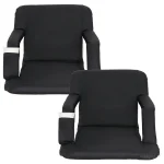 Zensports 2 Pack Stadium Chair Seat for Bleachers 6 Reclining Positions - Black