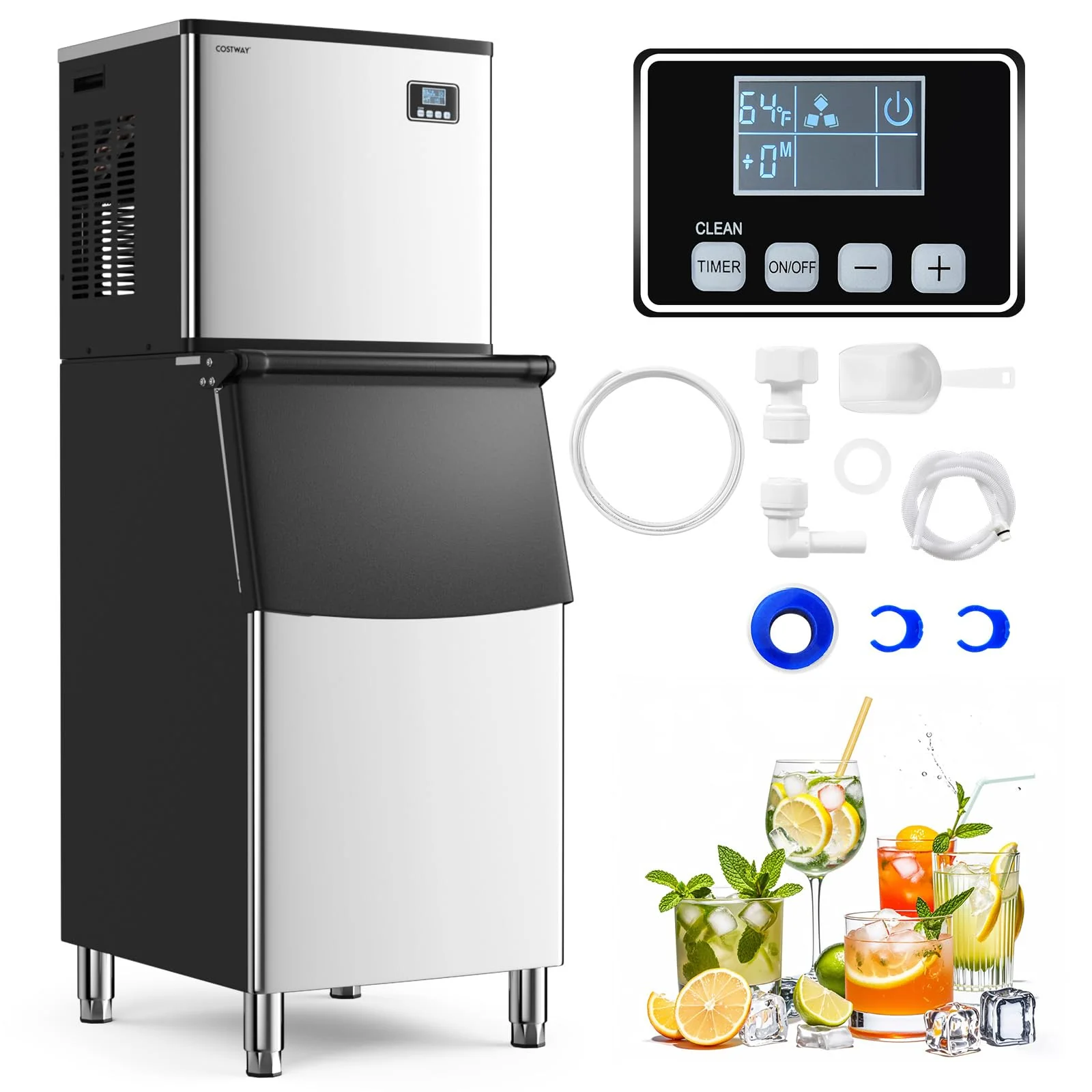 b0f41e49d94cb2c4fd471556a740f82bbb5de135c67fb3beaeee2126390ec440.webp 418 LBS/24H Split Commercial Ice Maker, Industrial Ice Machine with 200 LBS Storage Bin, 192 PCS in 11-20 Mins, Self-Cleaning for Restaurant, Bar Cafe - Image 1