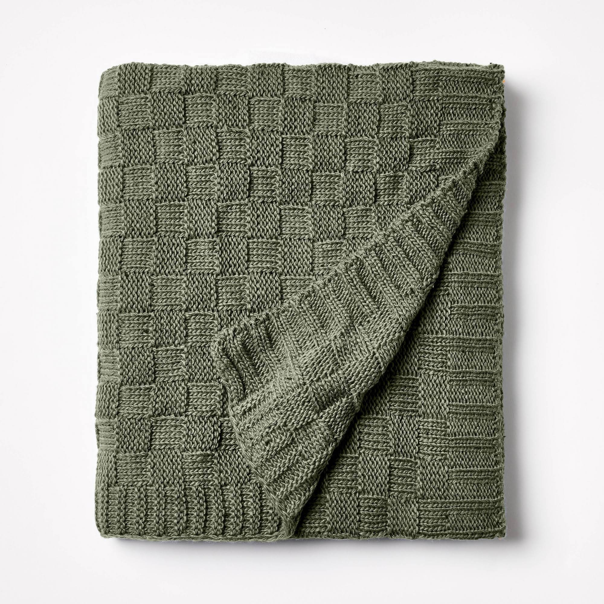 b0fcbf9705c552fda3a6fc4a92d616f98a33ad7effd70b91894156baa71ba974.jpg Checkered Knit with Neps Throw Blanket Sage - Threshold Designed with Studio McGee - Image 1