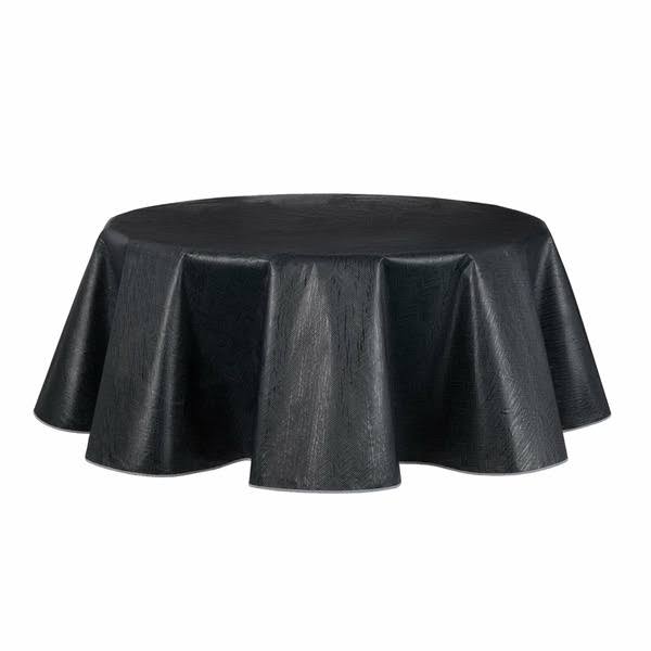 b10789a3ecddef7b8199bb149040b77772ddfb224265a03b28350e42ab4a0d6d.jpg Mainstays 70" Round Grey Herringbone Peva Tablecloth - Image 1
