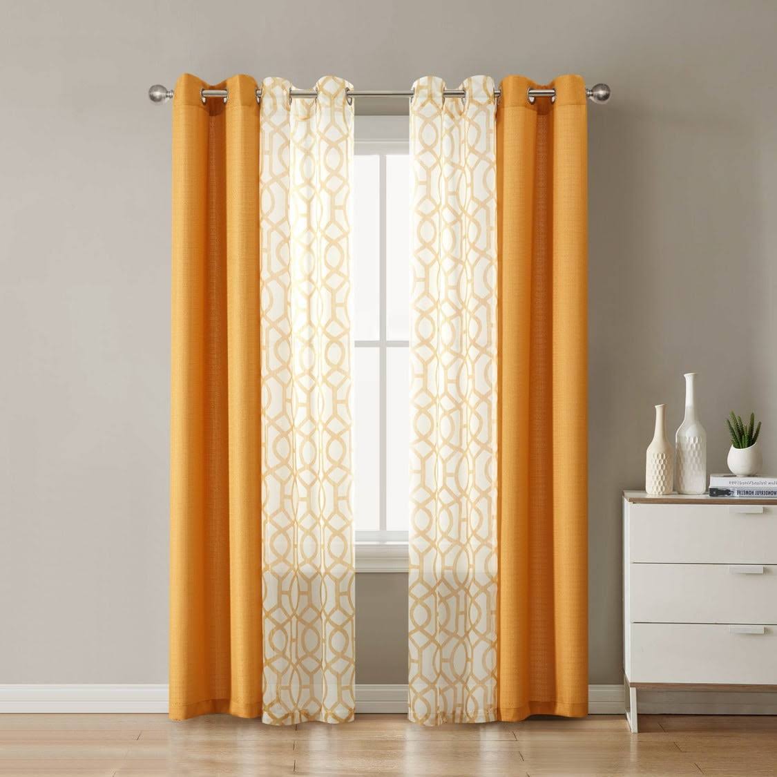 b140b2305437aa1624f104befe907fea1f77cb2881969dc9d228a2c378a9f2db.jpg Mainstays Kingswood 4 Piece Window Curtain Set, Brown - Image 1