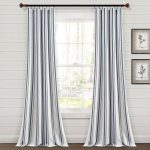 Lush Decor Farmhouse Stripe Yarn Dyed Cotton Window Curtain Panel Pair - 84" x 42" - Navy