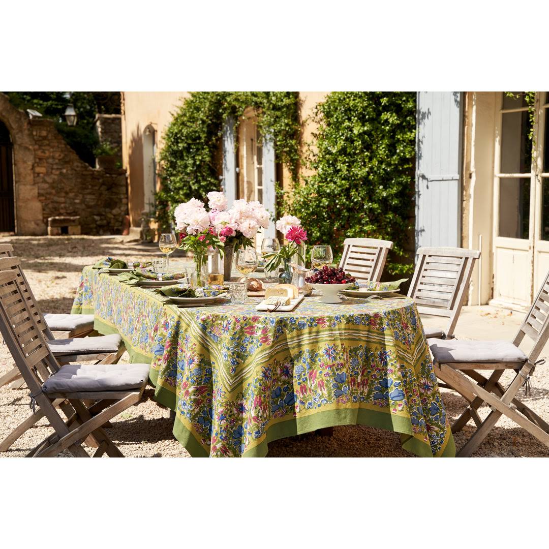 b1805abfd5af2ef3e3c86784ecb12e6be67f1edafa2881a17dd6613a0fa59988.jpg Jardin Tablecloth Couleur Nature Size: 86" x 59", Color: Green/Blue - Image 1