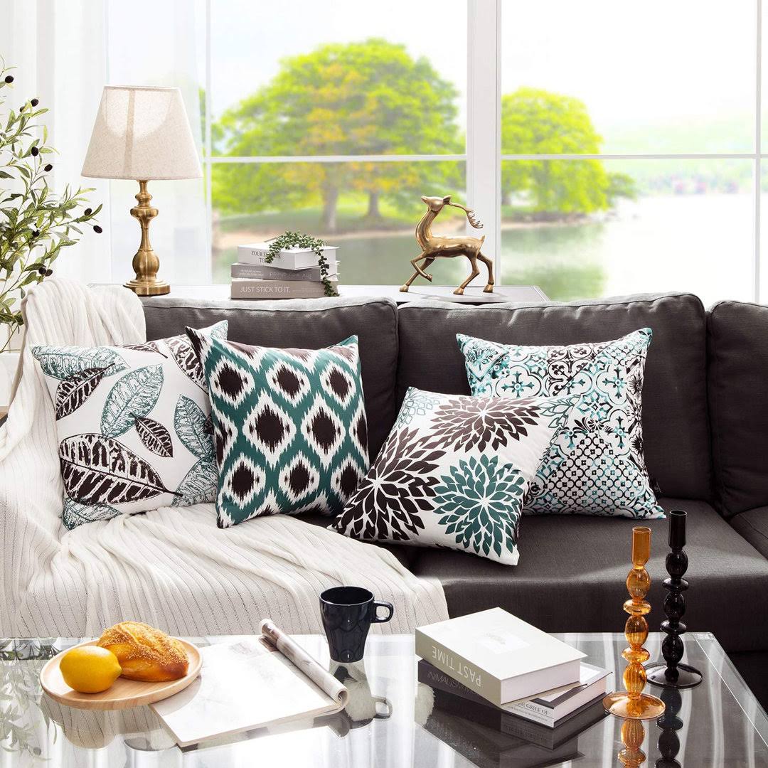 b195ca754a71da86b17e9d383f810f84486c7c06f97d843355c4ebf5b91401d2.jpg 4 Piece Abstract Square Throw Pillow Cover Set Bungalow Rose Color: Coffee - Image 1