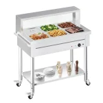 AECOJOY Commercial Food Warmer 1500W Electric Steam Table with 6x10QT Pans & Shelf