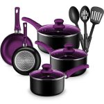Chef's Star Pots and Pans Cookware Set Non-Stick 11 Piece - Purple