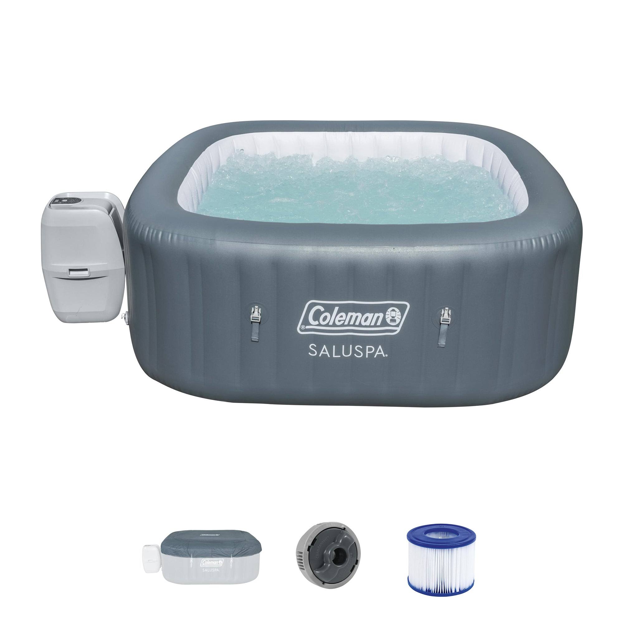 b1b070be5580f82c42d8dfc9455feb4b251e43aaf0e9e990acb6e08a2f8e10d1.jpg Bestway Coleman Hawaii Airjet Inflatable Hot Tub with EnergySense Cover, Grey - Image 1