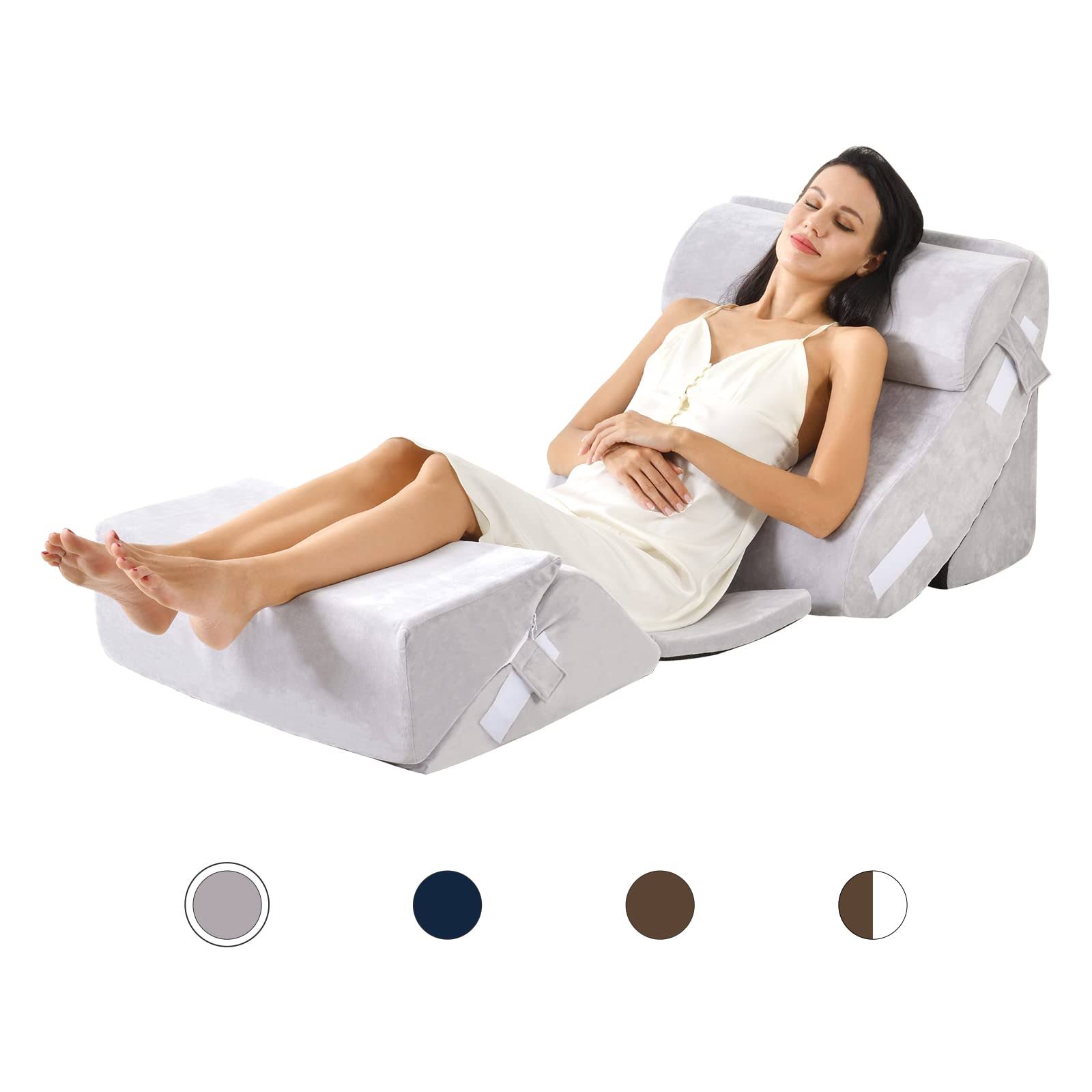 b1b3a998dc988d70c9840501681c06df7812a39a3907ce1efa2ae11a6e2886b3.jpg NORSCYRT Adjustable Memory Foam Ergonomic Design 6 Piece Bed Wedge Pillow Set - Image 1