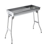 Outsunny 28" Stainless Steel Small Portable Folding Charcoal BBQ Grill Set Silver
