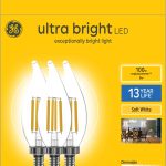 GE Ultra Bright LED Light Bulbs, 100 Watt, Soft White, CA12 Small Base, Clear Finish, 3pk