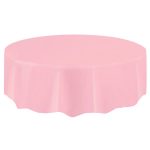 Plastic Round Tablecloth, 84 in, Baby Pink, 1ct, Size: 84 inch