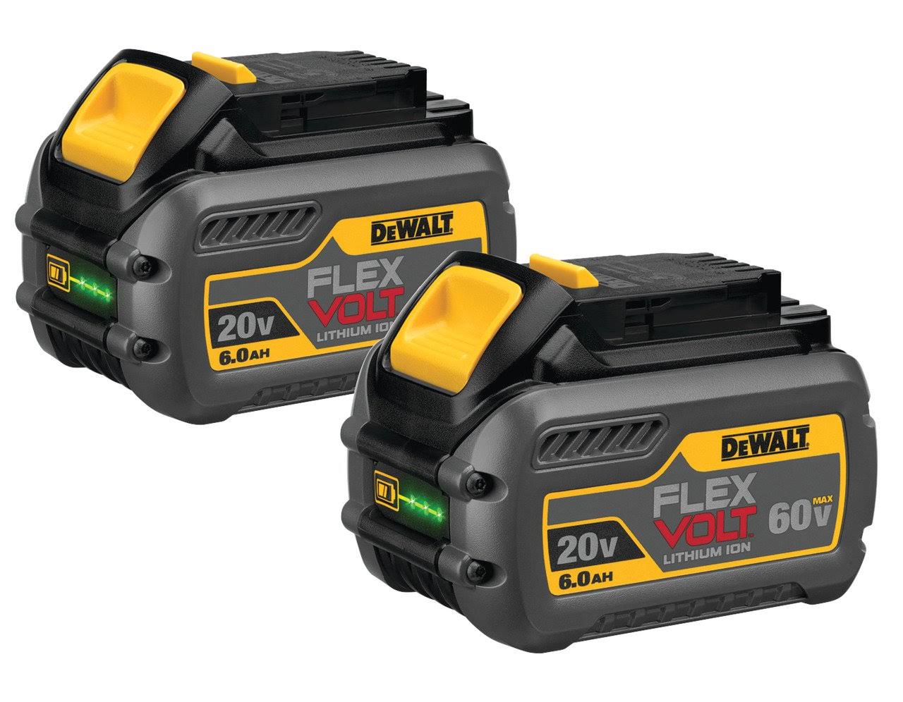 b2300902ca4e05f0059d52b3aba4dbabf6fb02f24fca48992786c78a3fa76797-1.jpg DeWalt 20v-60v Max FLEXVOLT DCB606-2 6 Ah Lithium-Ion Battery Combo Pack 2 PC - Image 1