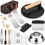 iRabey Griddle Accessories Kit and Burger Press, 122 Pcs Griddle Grill Tools Set for Blackstone Stainless Steel Grill BBQ Spatula Utens