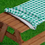 Sorfey Picnic Tablecover -Fitted with Elastic, Vinyl with Flannel Back, Fits for Table 96"x 30" Rectangle,Water Proof, Easy to Clean, Checked Green