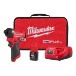 Milwaukee 3453-21 M12 Fuel 12-Volt Lithium-Ion Brushless Cordless 1/4 in. Hex Impact Driver Compact Kit W 2.0Ah Battery and Bag