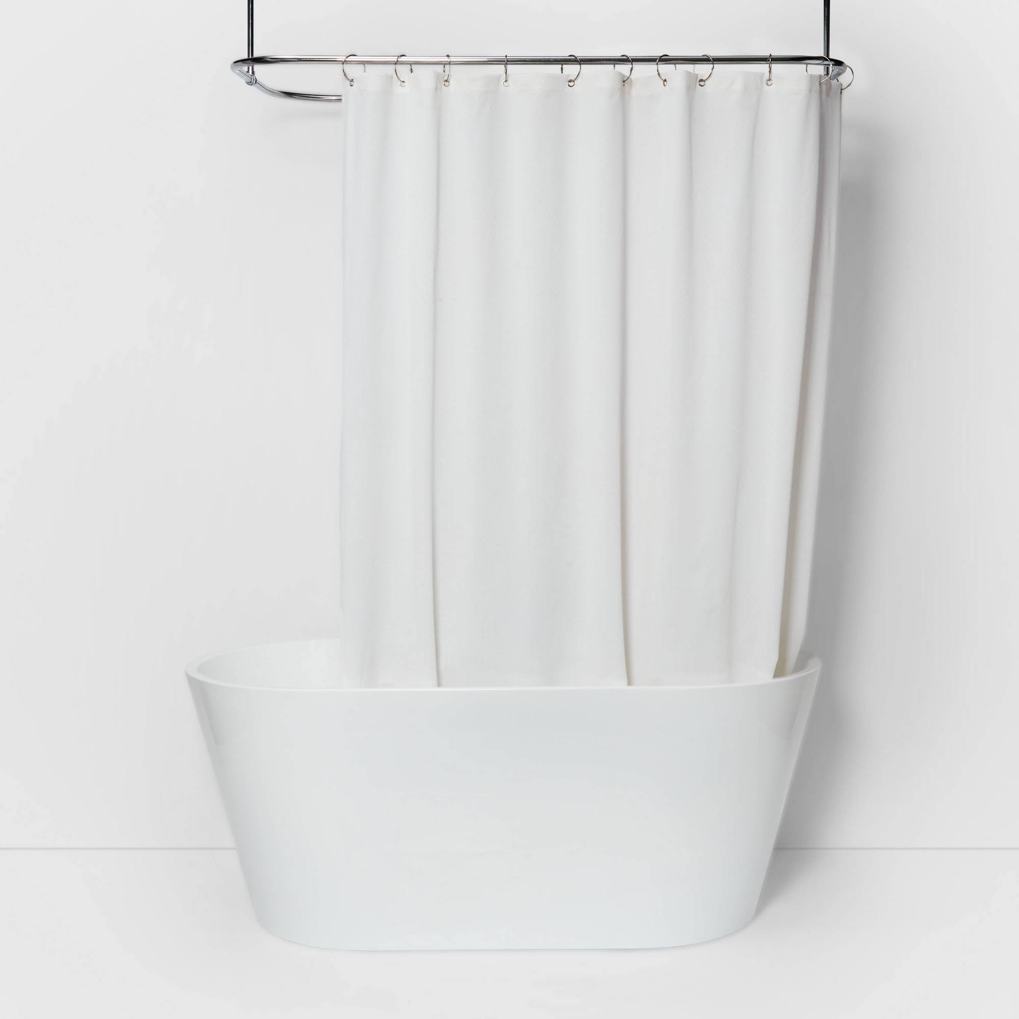 b278d0f7c0b9c8b1ed26befd9a3786e6bc01ee9e43a05e619acb2ca6152d5c7d.jpg Made by Design Basket Weave 71 x 71 Shower Liner Winter, White - Image 1