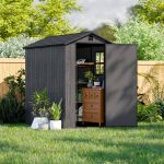 Patiowell 4x6 Easy Installation Outdoor Storage Plastic Shed-Store Patio Furniture, Garden Tools Bike Accessories, Beach Chairs and Lawn Mower
