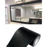 Teemall 10M Black Wood Grain Removable PVC Waterproof Border Wall Decor Removable Self Adhesive Kitchen Bathroom Tiles Sticker Wallpaper 4.2x390