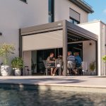 PERGOLUX Metal Pergola 'Skydance' | 10' x 10', Aluminium, Electric Adjustable Louvered Roof, Modern Scandinavian Design, Anthracite