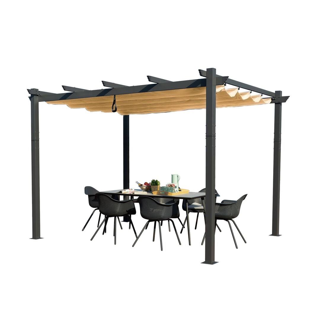 b2cda8caa28af7a88d674583c9dca078b40264e29dfcc1118b6bce824a42799a.jpg Atlantics Outdoor Retractable Pergola with Sun Shade Canopy 10' x 13' Kozyard Finish: Tan - Image 1