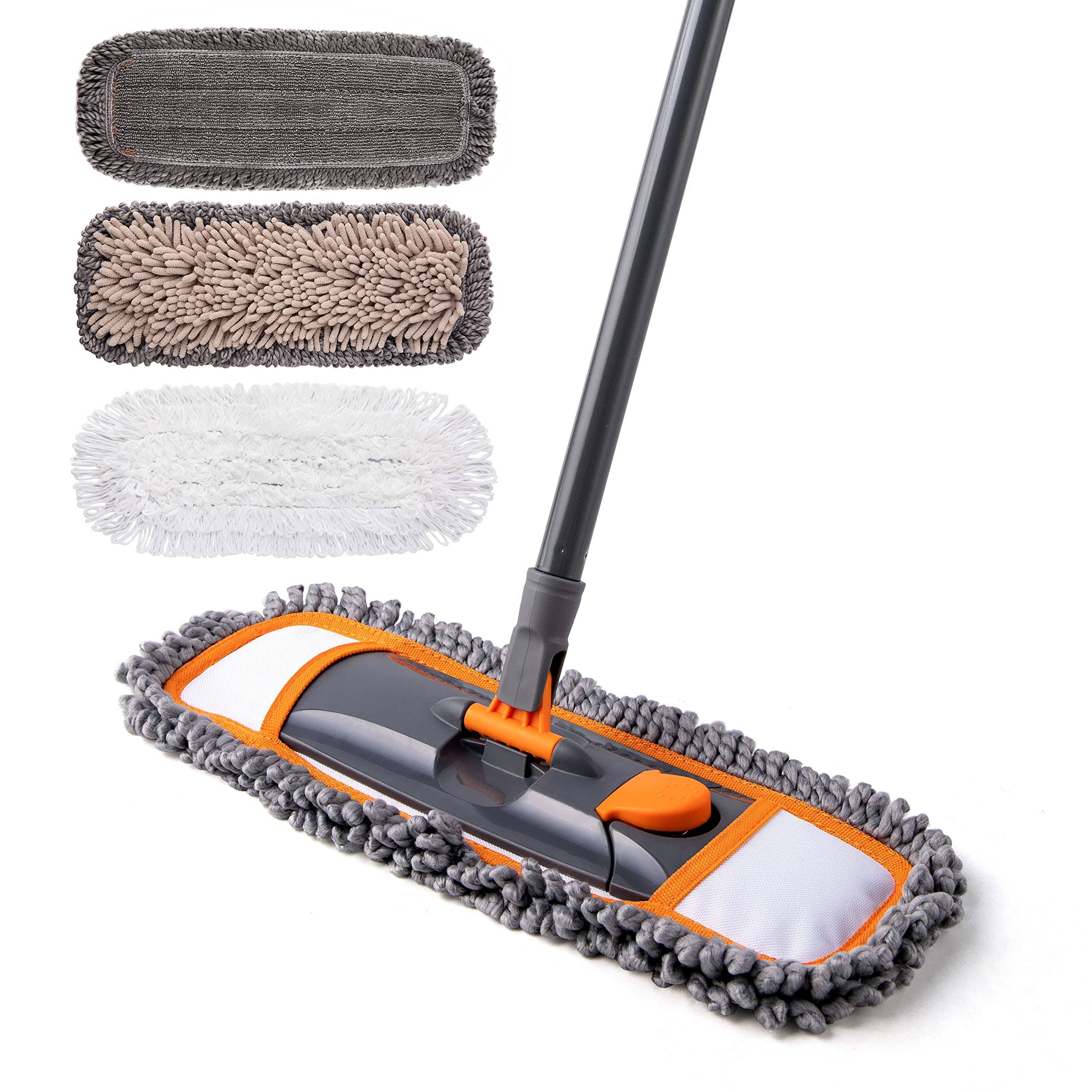 b2d57bbe4cc596cf15d4cce71a72f5eedec956b177b6c903cd76046c13f8be65.jpg CLEANHOME Mops for Floor Cleaning with 3 Different Washable Mop Pads and Extendable 55 Long Handle, Multifunction Dust Mop for Hardwood,Marble,Tile F - Image 1