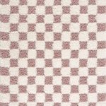 Hauteloom Atira Pink Checkered Area Rug | Checkboard Design High Pile Fluffy Shaggy Touch Rug - 5'3" x 7'3" Rectangle
