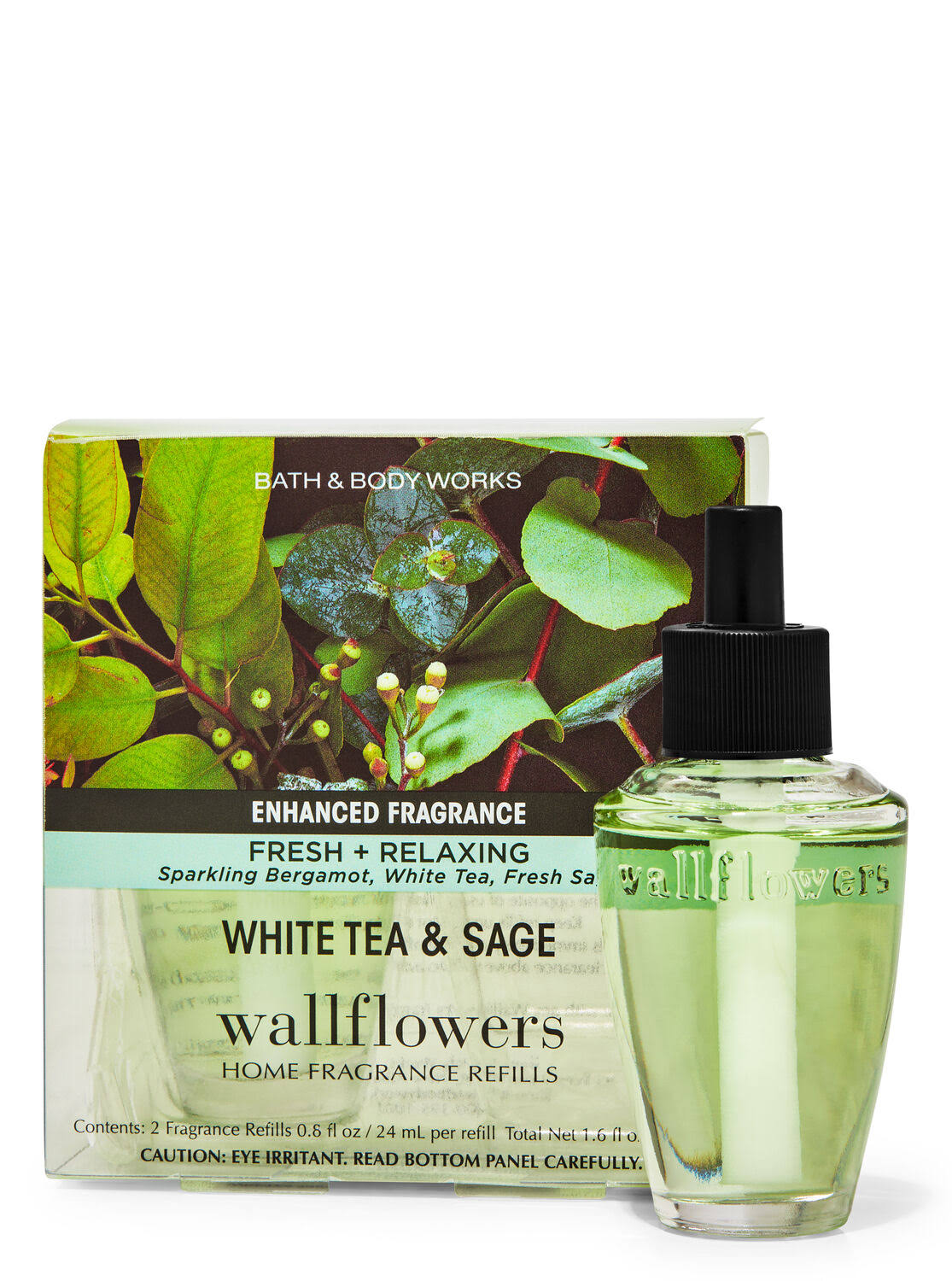 b2e762eabd528c8ce2a23d8473701625724e789bed2b248be0e982aa806dfc81.jpg Bath & Body Works White Tea & Sage Wallflowers Fragrance Refills, 2-Pack - Image 1