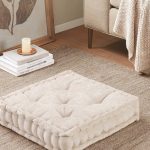 Azza Poly Chenille Square Floor Pillow Cushion - Ivory - Intelligent Design