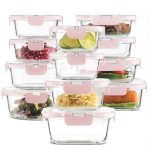 FineDine 24-Piece Superior Glass Food Storage Containers Set - Newly Innovated Hinged Locking Lids - 100% Leakproof Glass Meal-Prep Containers, Great
