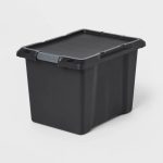 19gal Large Latching Storage Tote Black - Brightroom