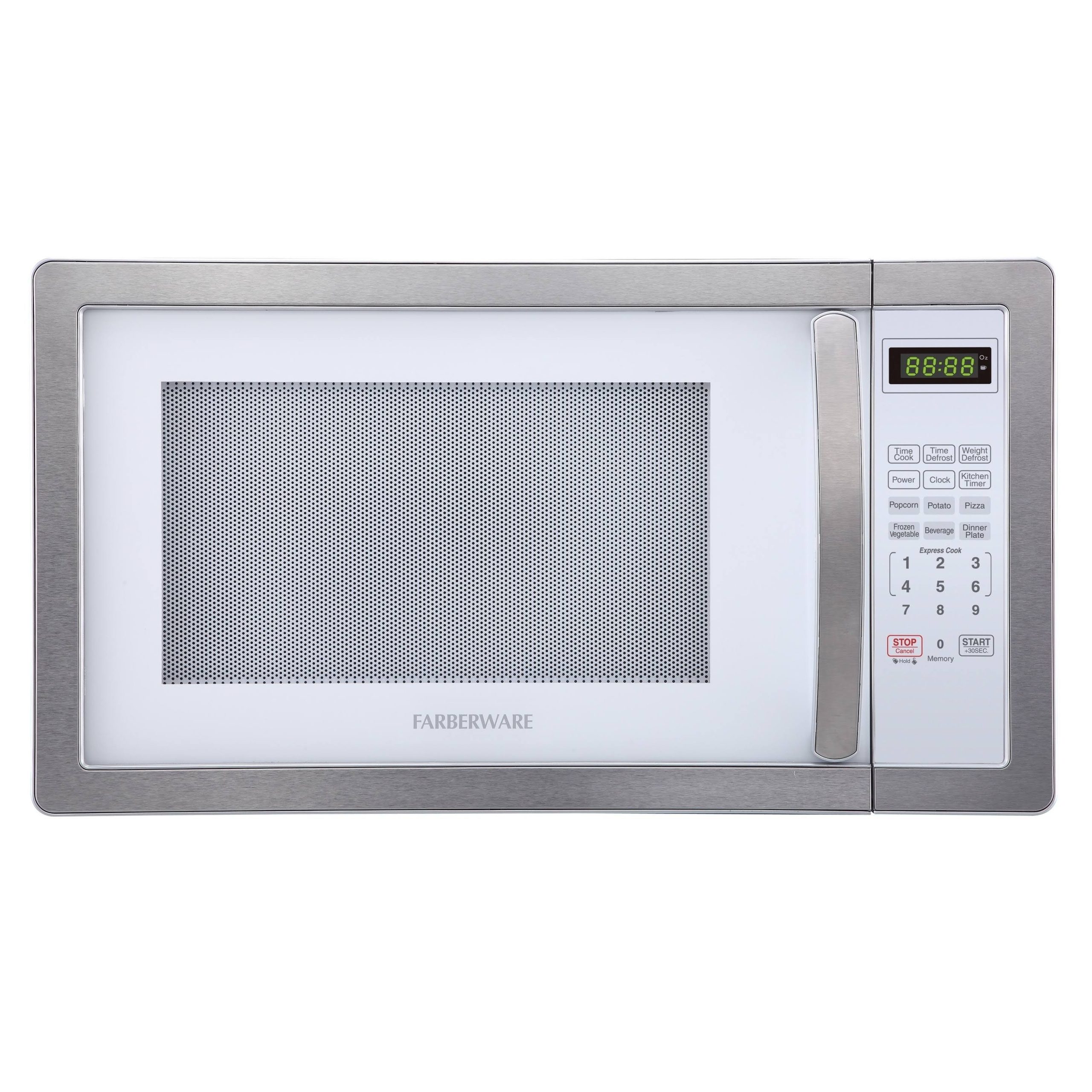 b317520977857d81ff52c2938b10187f8f51d9b8e204ec5fc09d358da8db5eeb.jpg Farberware White & Platinum Classic 1000-Watt Microwave Oven 1.1 Cu.Ft. - Image 1