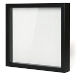 Muzilife 12x12 Shadow Box Picture Frame with Linen Board - Deep Wood & Glass Display Case Ready to Hang Memory Box Baby Sports Memorabilia, Pins,