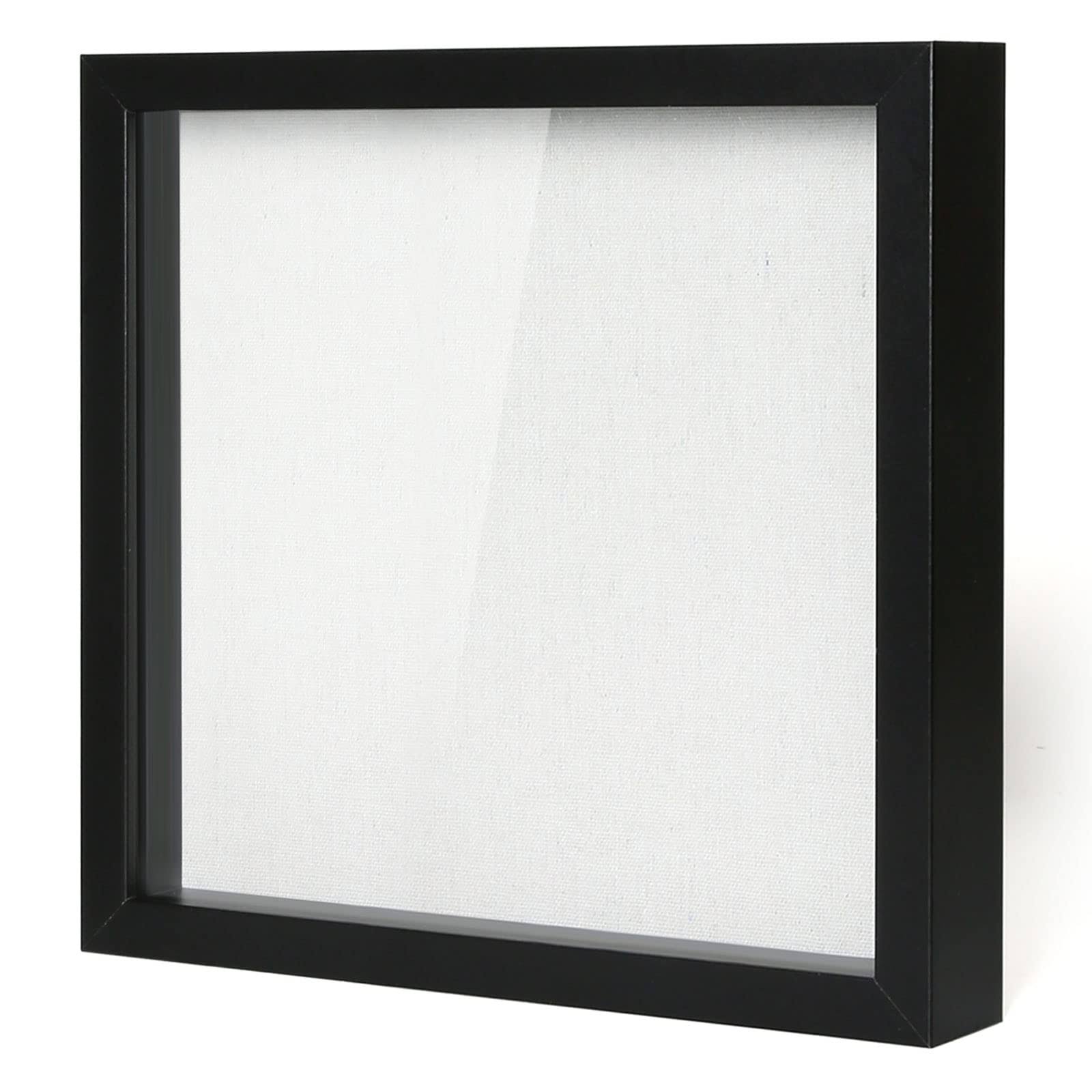 b329ea8baf855a3a9c7d0085e1070aae800440a3769731b4e8f2b07a8323dca7.jpg Muzilife 12x12 Shadow Box Picture Frame with Linen Board - Deep Wood & Glass Display Case Ready to Hang Memory Box Baby Sports Memorabilia, Pins, - Image 1