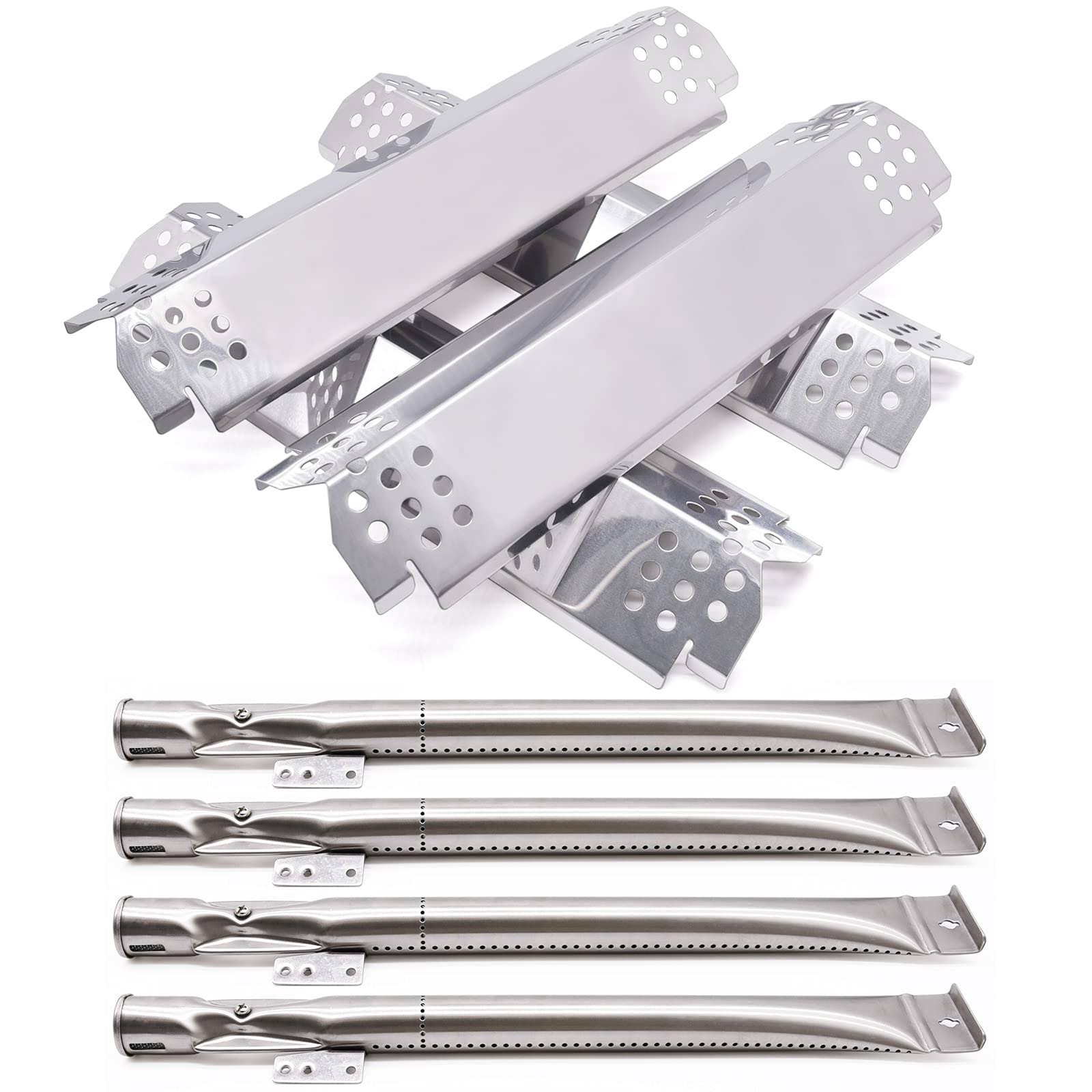 b355b2b9aae776b3854d0cbe9cf9841159a2e13eb16fd901c23f21f61dddcaa7.jpg Adviace Grill Replacement Parts for Nexgrill 720-0830H, 4 Pack Grill Burners and Heat Plates Shield for Home Depot Nexgrill 4 Burner 720-0830H, - Image 1