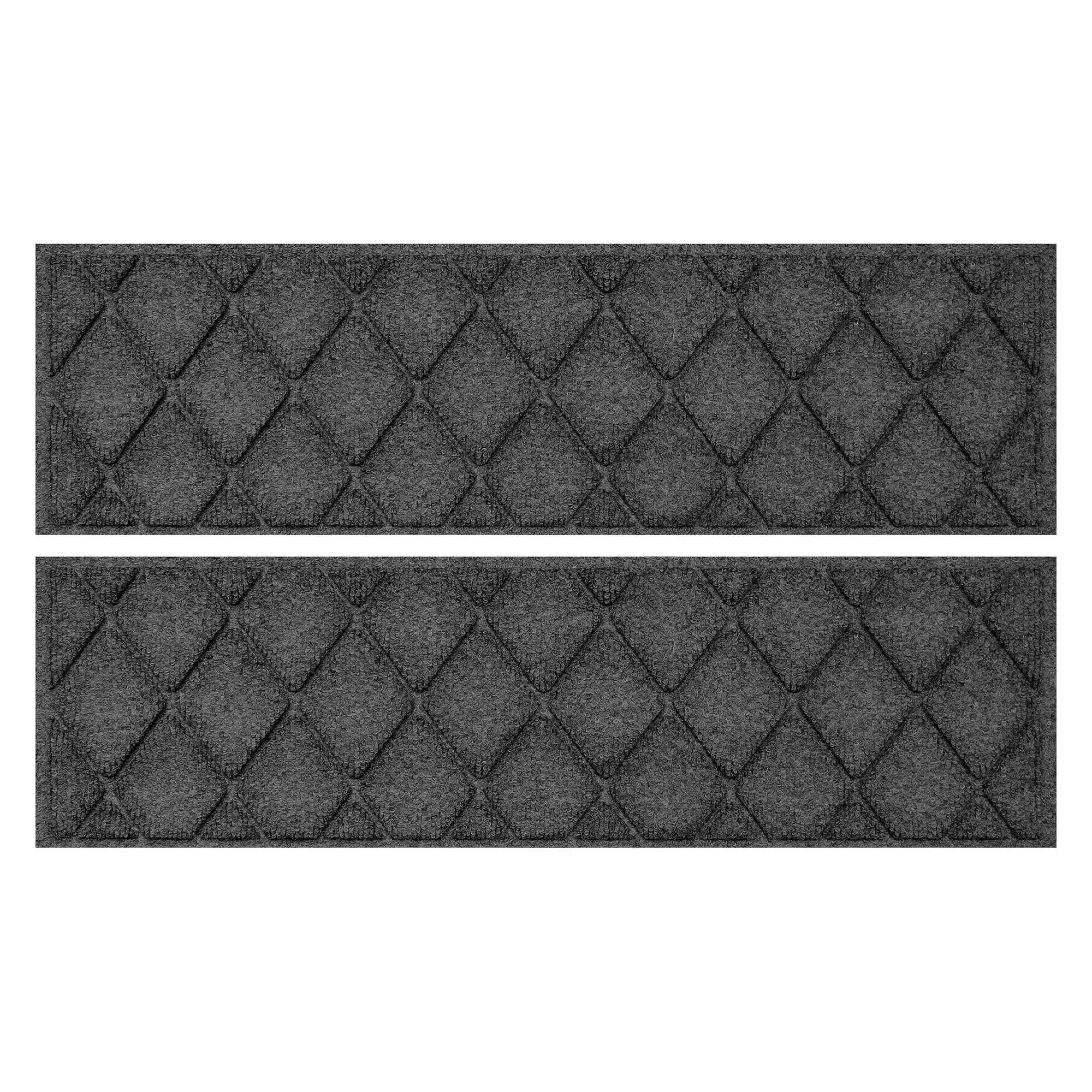 b358e271e58f3703d0819d26112a2e2310e1bca45a4c6c33e13ecaec37218473.jpg Weather Guard Argyle 8.5" x 30" Stair Treads in Charcoal (Set of 4) - Image 1