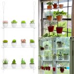 OtNiap Clear Hanging Window Plant Shelves,Indoor Windows Wall Hanging Plant Stand Flower Display,Flower Pot Organizer Storage for Windo, Green