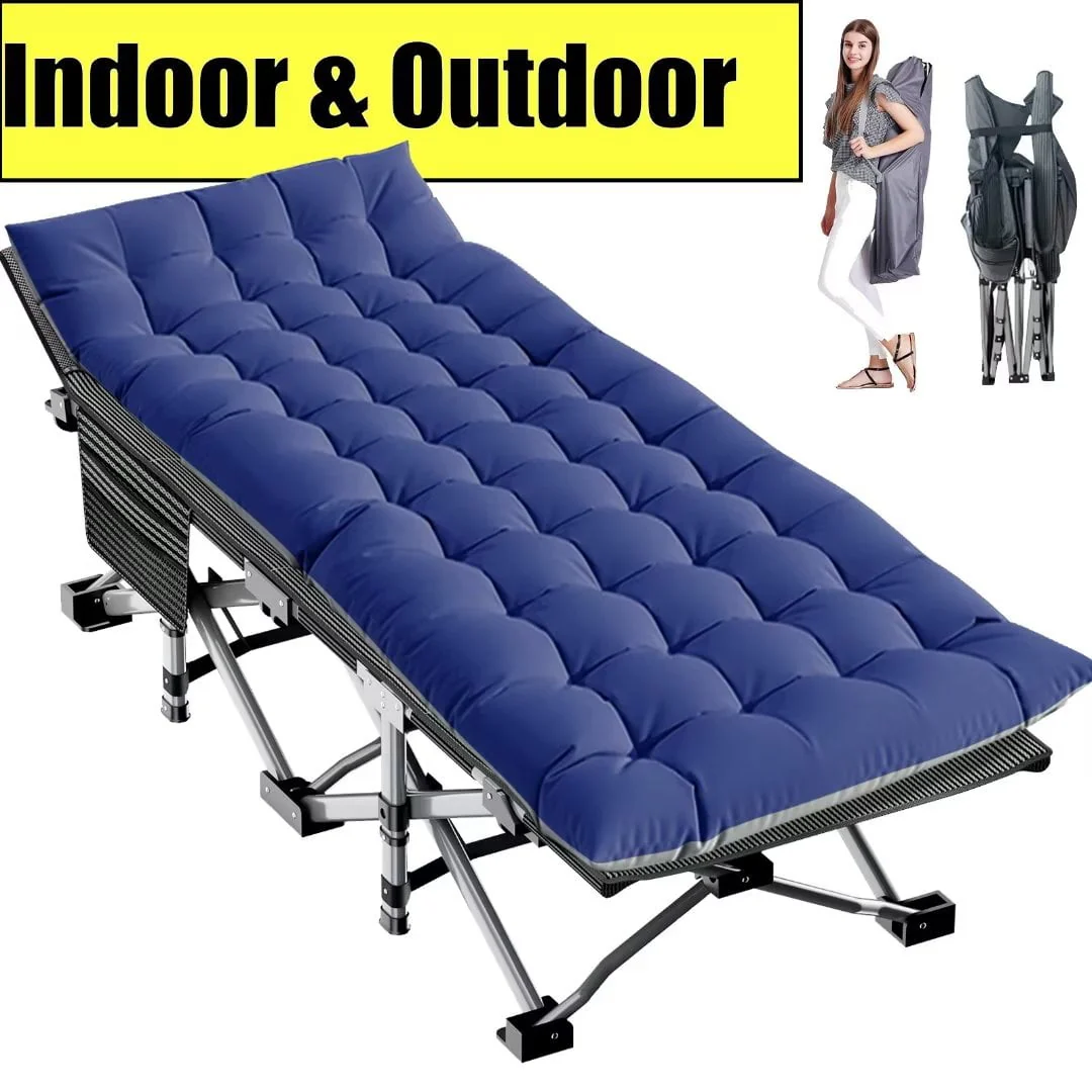 b37e7fa38fdd3c9a01aca43f744a9026f7a914becd8bf3b1440e80e201368016.webp Docred Folding Camping Cots for Adults,heavy Duty Cots for Sleeping, Travel Military Portable Cots Bed with 2-Sided Mattress & Carrying Bag - Image 1