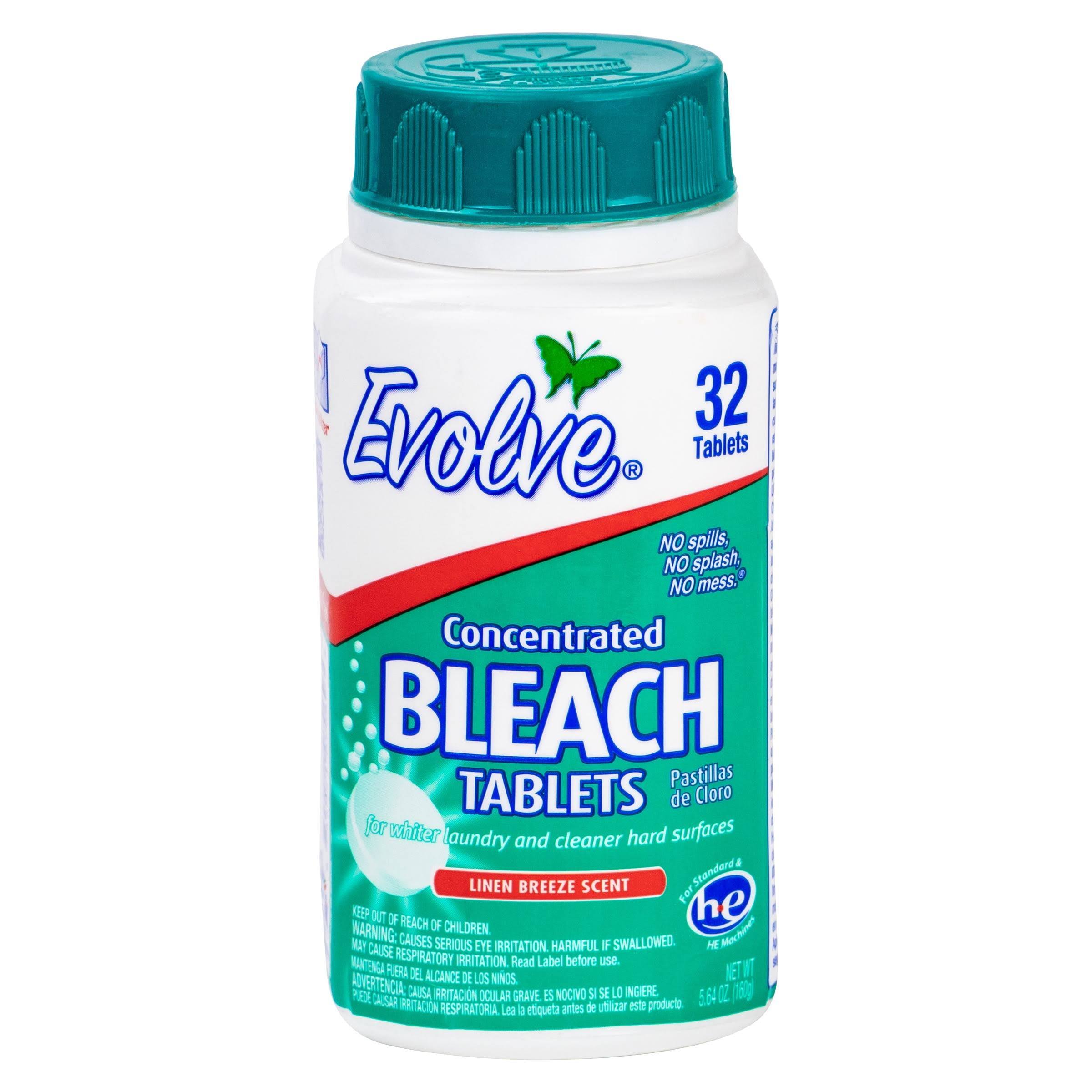 b37fdb8d1f153f195e0a48974c6c1b326d135309f64e2245b2b0d09921067517.jpg Evolve Bleach, Concentrated, Linen Breeze Scent, Tablets - 32 tablets, 5.64 oz - Image 1
