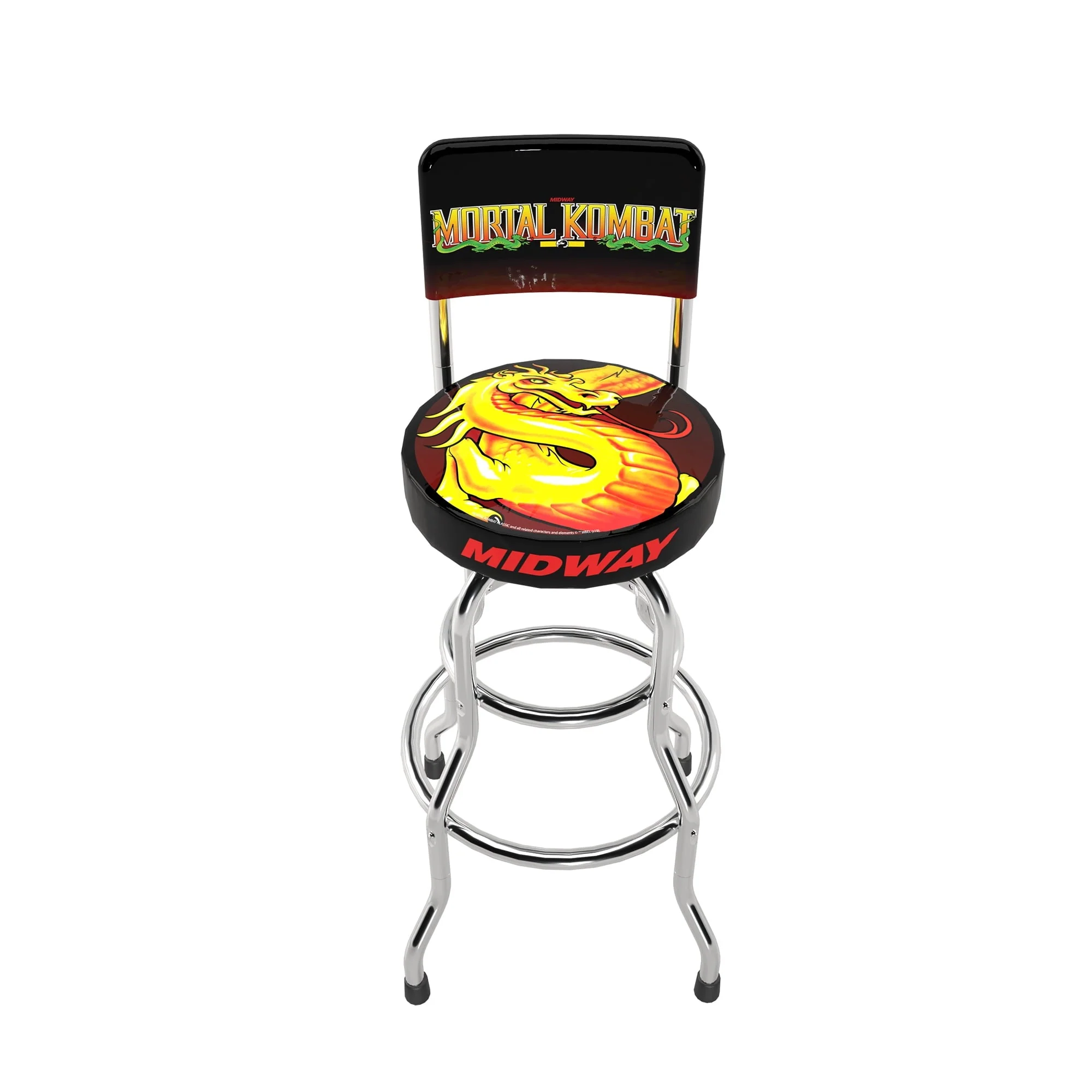 b37fe0ddb52298e89ed599ef15a921c810d21803af1c3e7cdc7b9368ea870eb9.webp Arcade1up Midway Legacy Mortal Kombat High Back, Adjustable Height, Video Game Stool with Swiveling Padded Seat, Orin Edition - Image 1