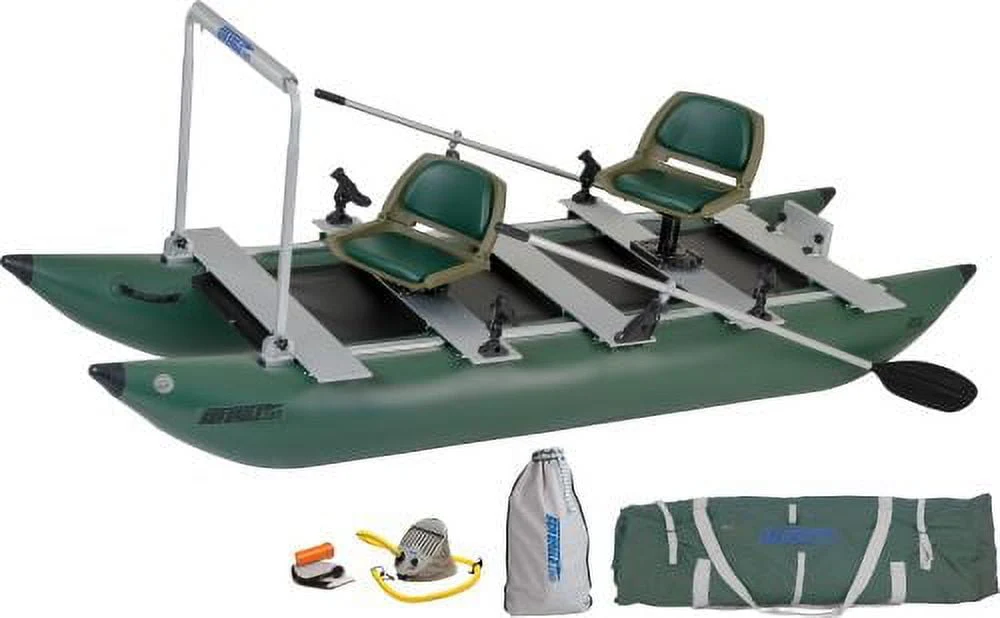 b38f2d73b8a24dc50288934d568d8a0ccb7bf8c741c0fe0d8254865075ffebfd.webp Sea Eagle 375FC Foldcat Inflatable Pontoon Boat Pro Angler Guide Package - Image 1
