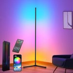 Corner Floor Lamp,60�� Smart RGB LED Corner Lamp with App and Remote Control, Color Changing Ambience Light with Music Sync, Easy to Install, LED