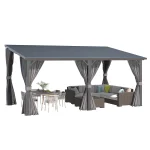AECOJOY 16'x10' Outdoor Hardtop Metal Gazebo with Curtain and Netting