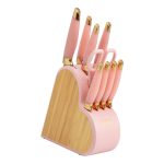 Paris Hilton 10-Piece Heart Stainless Steel Knife Block Set, Pink